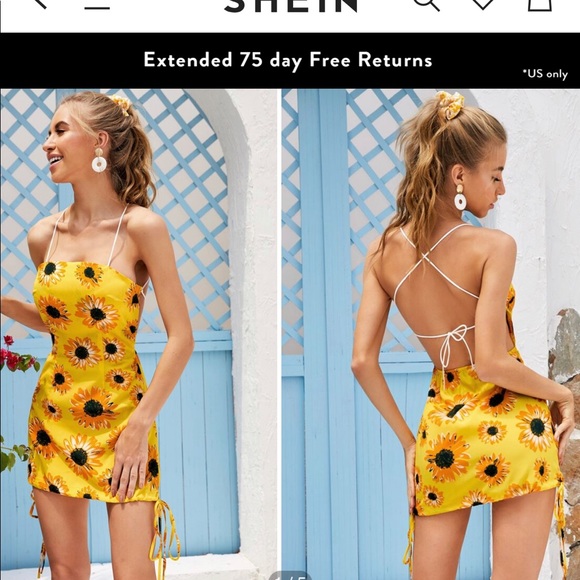 Shein Spaghetti Strap Sunflower Dress - Picture 1 of 2